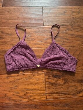 Aerie Show Off Vintage Lace Triangle Bralette Burgundy M